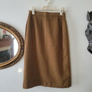 Vintage Brown Speckled Wool Pencil Skirt